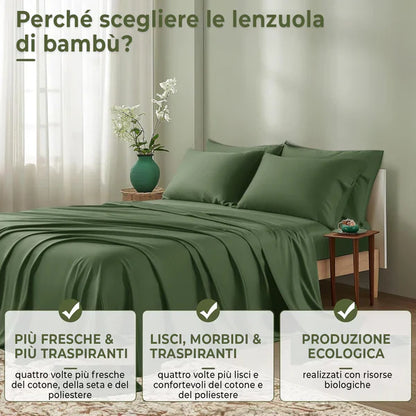 SET Completo da Letto in Fibra di Bambù